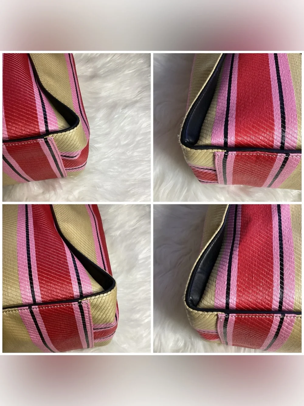 Stella McCartney Raffia Striped Logo Tote